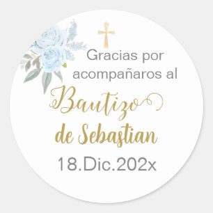 Mi bautizo spaanse sticker, jongensdoop Español Ronde Sticker