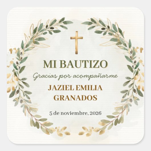 Mi Bautizo Stickers Personalized Baptism Labels (Devant)