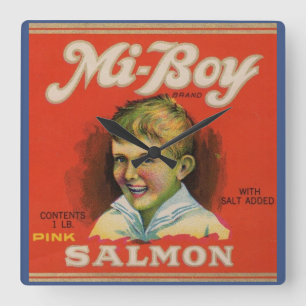 Mi-Boy roze zalm uit de jaren '30 Vierkante Klok