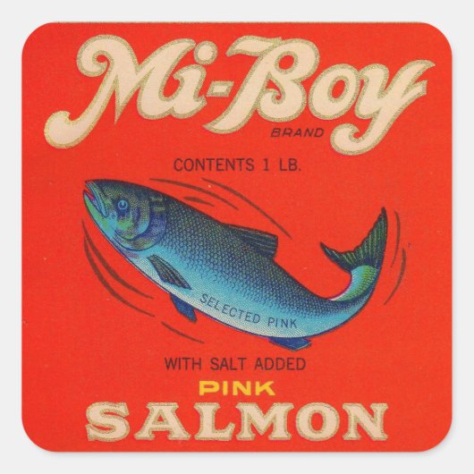 Mi-Boy roze zalm uit de jaren '30 Vierkante Sticker (Voorkant)