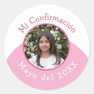 Mi Confirmación con Foto y Fecha Ronde Sticker