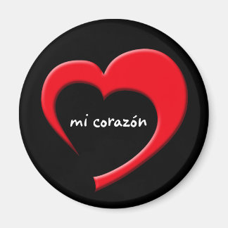 Mi Corazón II Magneet (rood op zwart)