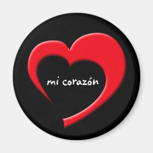 Mi Corazón II Magnet (rood op zwart) Magneet