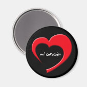 Mi Corazón II Magnet (rouge sur noir) (Recto/Verso)