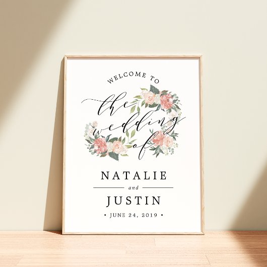 Mi-été Floral Mariage Affiche de bienvenue