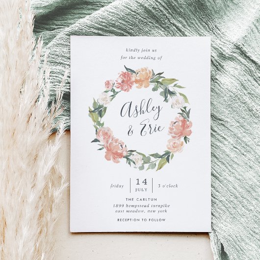 Mi-été | Floral Wreath Faire-part de mariage