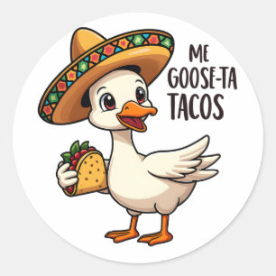 Mi Goose eet taco's Grappige Mexicaanse Taco Liefh Ronde Sticker