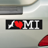 MI (I hart Michigan) bumpersticker, wit Bumpersticker (Op auto)