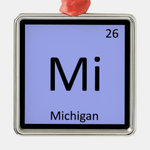 Mi - Michigan State Scheikunde Periodiek Systeem Metalen Ornament
