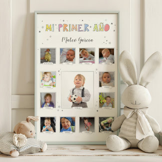 Mi primer año, Baby Collage, Español, Spanje Foto Afdruk