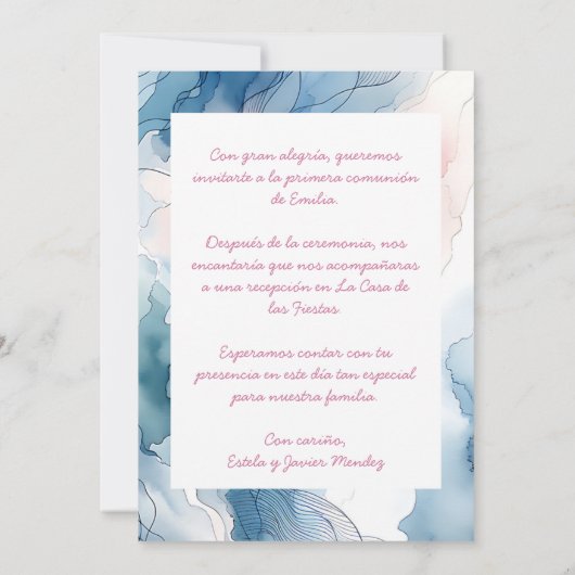 Mi Primera Comunión con foto Spaanse Waterverf Kaart (Achterkant)