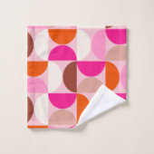 Mi-siècle Moderne Abstrait Motif rose orange (Gant de toilette)