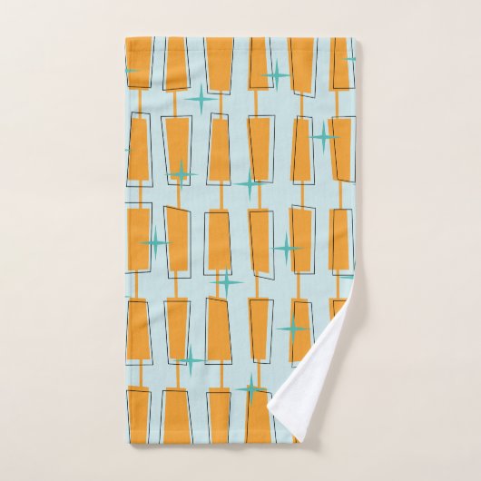 Mi-Siècle Moderne Blocs Atomique Aqua, Orange (Serviette à main)
