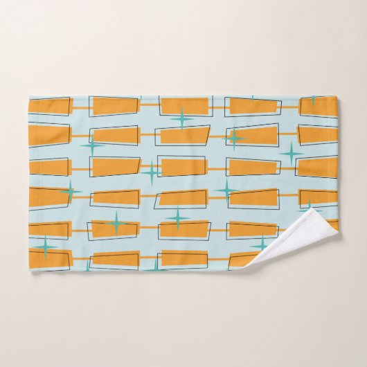 Mi-Siècle Moderne Blocs Atomique Aqua, Orange (Serviette à main)