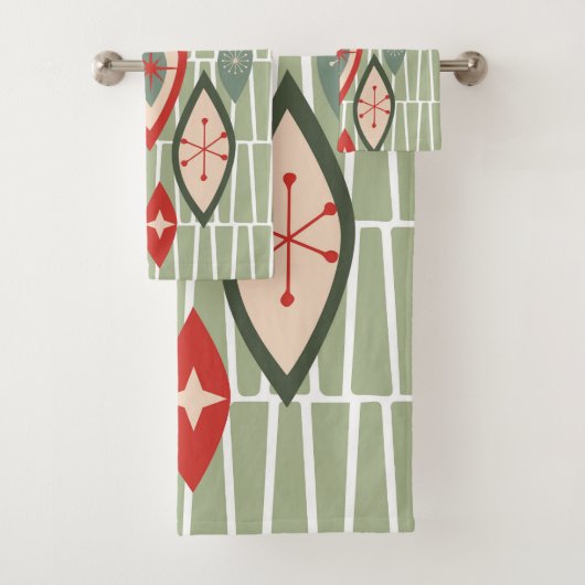 Mi-Siècle moderne Formes atomiques Vert, Rouge (En situation)