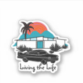 Mi-siècle Moderne Maison auto autocollant Palm (Devant)