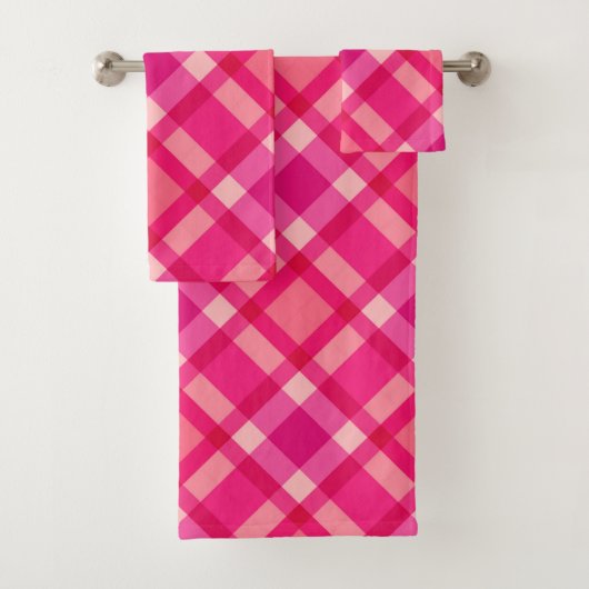 Mi-siècle moderne Plaid, Fuchsia rose & Coral Roug (En situation)