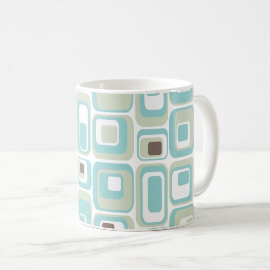 Mi-Siècle Moderne Retro Rectangles Custom Mug (Devant droit)