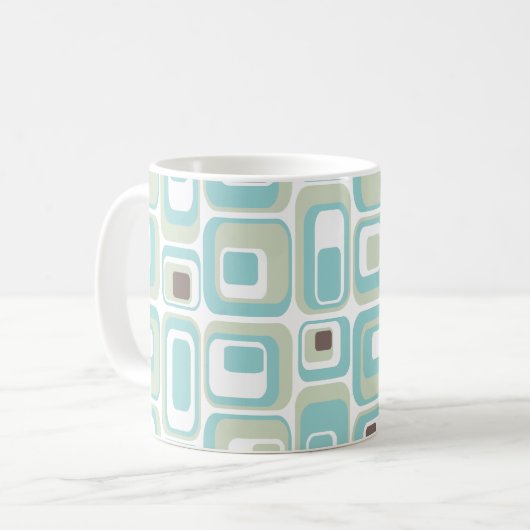 Mi-Siècle Moderne Retro Rectangles Custom Mug (Devant gauche)
