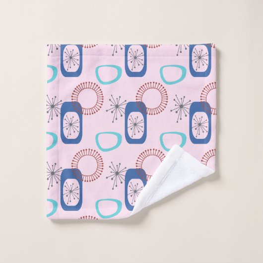 Mi-Siècle Moderne Rose Starburts Atomique Bain T (Gant de toilette)