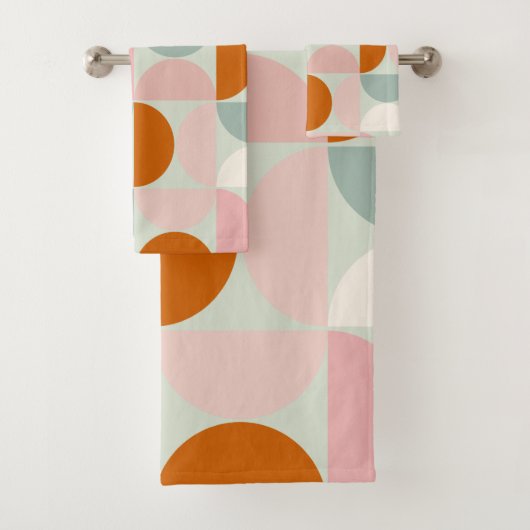 Mi-siècle moderne Sage Vert Blush Orange Motif (En situation)