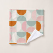 Mi-siècle moderne Sage Vert Blush Orange Motif (Gant de toilette)