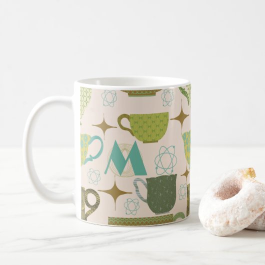 Mi-Siècle Moderne Teup Monogramme Mug (Avec donut)