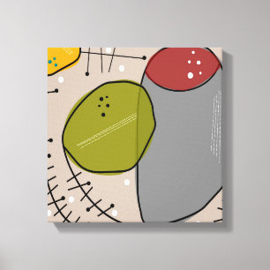 Mi-Siècle Moderne Toile Enveloppée Abstraite
