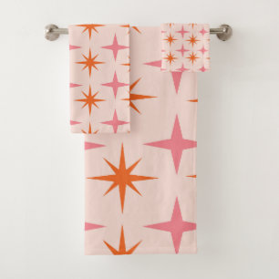 Mi-Siècle Rétro Starburs Motif rose orange