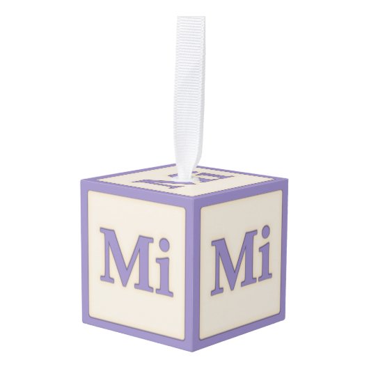 "Mi" Solfeggio Musical Baby Blokken Paars Kubus Ornament (Voorkant hoekig)