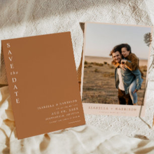 MIA Boho Burnt Oranje Terracotta Photo Save Date Kaart