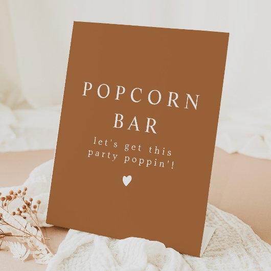 MIA Boho Terracotta Popcorn Bar Party Poppin' Reclamebord Met Voetstuk