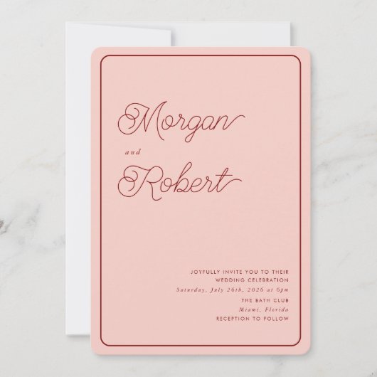 MIA Bold Roze & Rode bruiloft uitnodiging (Voorkant)