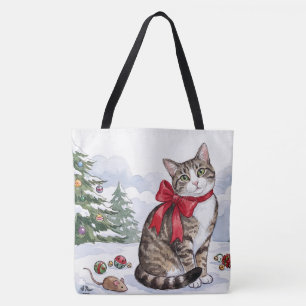 Mia de Festieve Kat met Kerstversiering Draagtas