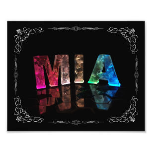 Mia - De naam Mia in 3D lichten (foto) Foto Afdruk