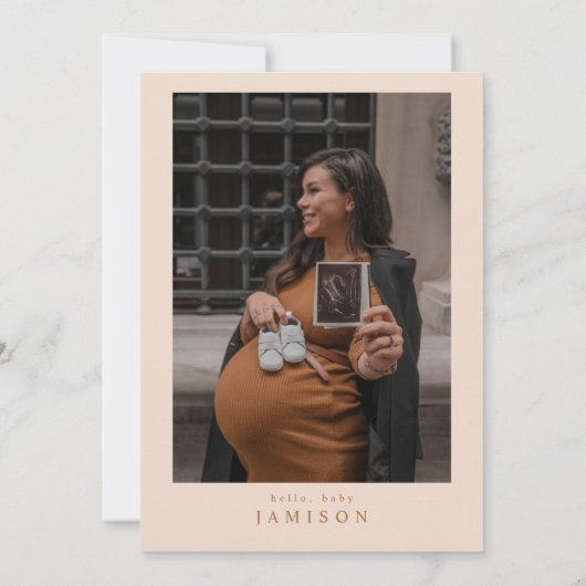 MIA Gebogen Verbrande Sinaasappel Moderne Baby Sho Kaart (Achterkant)