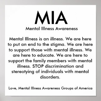 MIA, Mental Illness Awareness, Mental Illness i.. Poster
