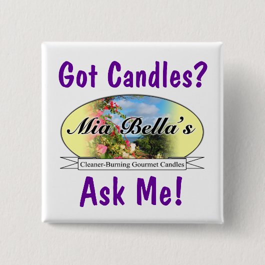 Mia Pin heeft kaarsen Vierkante Button 5,1 Cm (Voorkant)