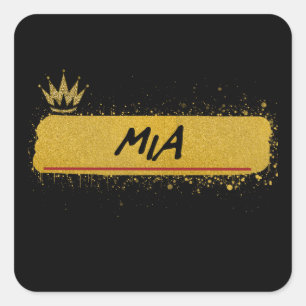 Mia voornaam Gold Glitter Queen Vierkante Sticker
