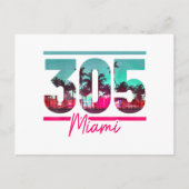 Miami 305 Area Code Florida Palm Trees Pri Briefkaart (Voorkant)