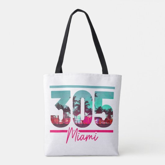 Miami 305 Area Code Florida  Palm Trees Pri Draagtas (Achterkant)