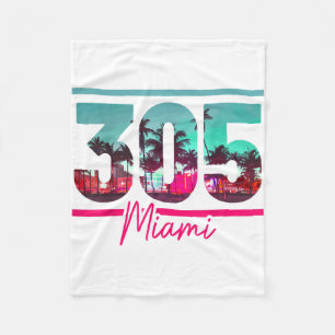 Miami 305 Area Code Florida Palm Trees Pri Fleece Deken