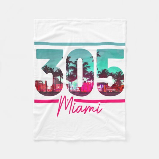 Miami 305 Area Code Florida Palm Trees Pri Fleece Deken (Voorkant)