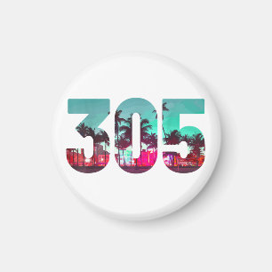 Miami 305 Area Code Florida  Palm Trees Pri Magneet