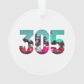 Miami 305 Area Code Florida Palm Trees Pri Ornament (achterkant)