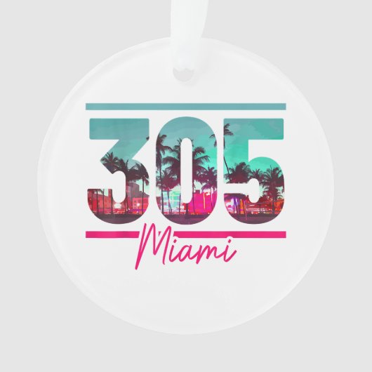 Miami 305 Area Code Florida Palm Trees Pri Ornament (voorkant)