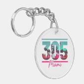 Miami 305 Area Code Florida Palm Trees Pri Sleutelhanger (Voorkant Links)
