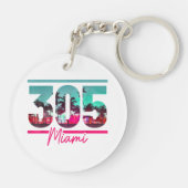 Miami 305 Area Code Florida Palm Trees Pri Sleutelhanger (Achterkant)