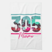 Miami 305 Area Code Florida Palm Trees Pri Theedoek (Verticaal)