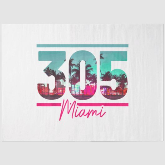 Miami 305 Area Code Florida  Palm Trees Pri Tissuepapier (Voorkant)